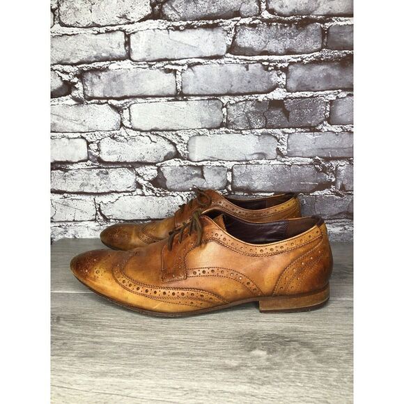 Ted Baker London Gryene Chili Brown Leather Derby Wingtip Oxfords Men 12M US/45 main image 5
